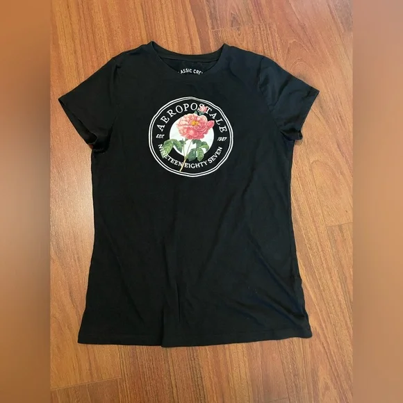 Aeropostale crewneck T-shirt circle logo size extra large, black soft - Picture 4 of 7
